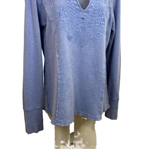 Sundance Blue Embroidered Larue Waffle Tee Size XL - Picture 4 of 11